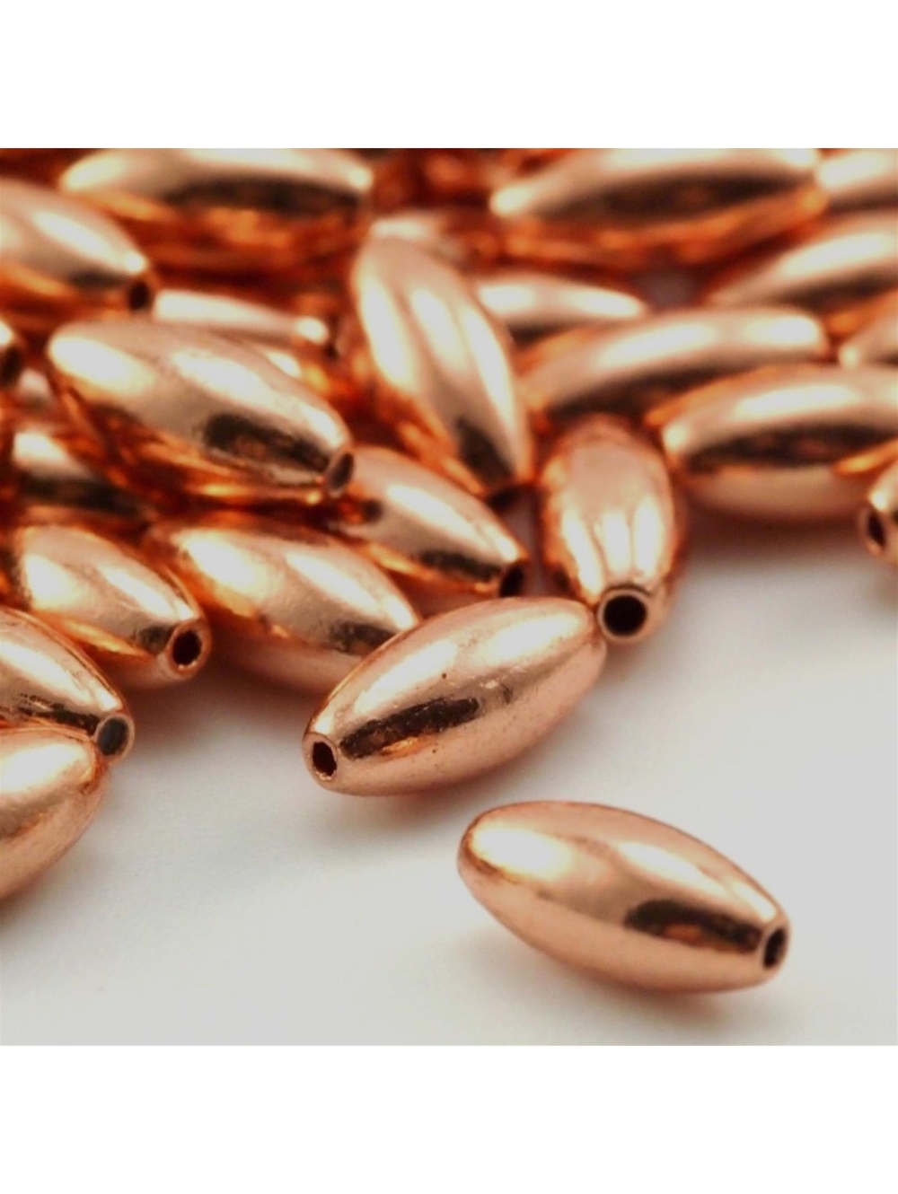 Bulk Pack of 50 Solid India Shiny Copper 9x4mm Smooth Oval Spacer Beads